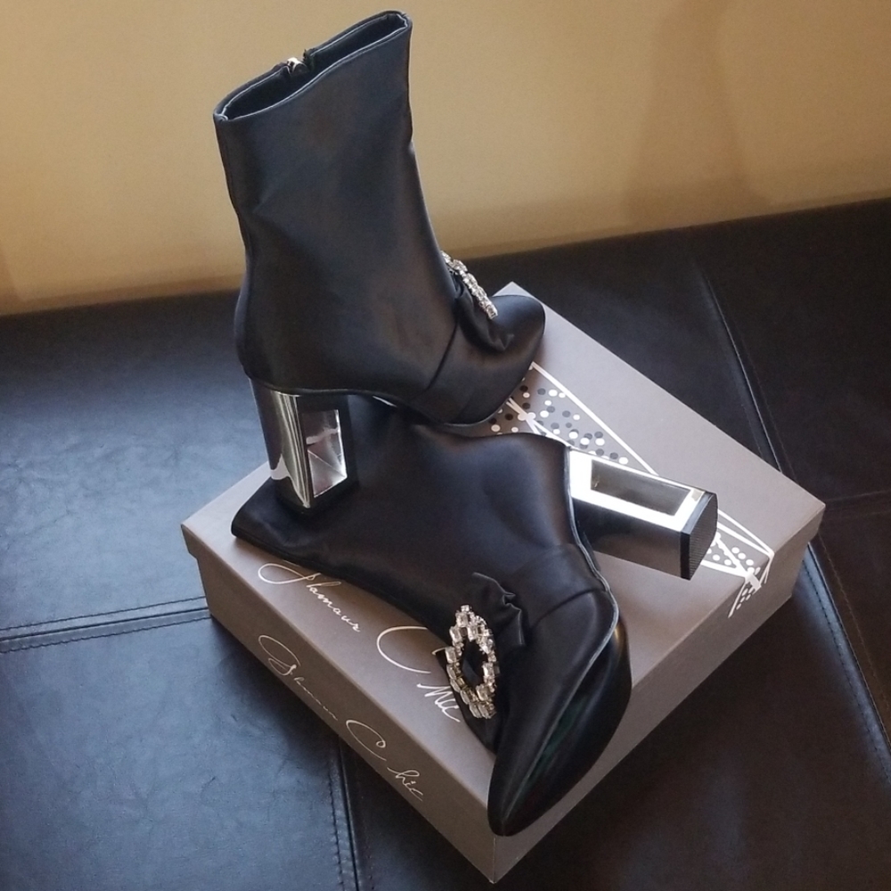 Bow Toe Satin Booties